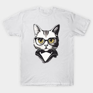 a cat in a tuxedo T-Shirt